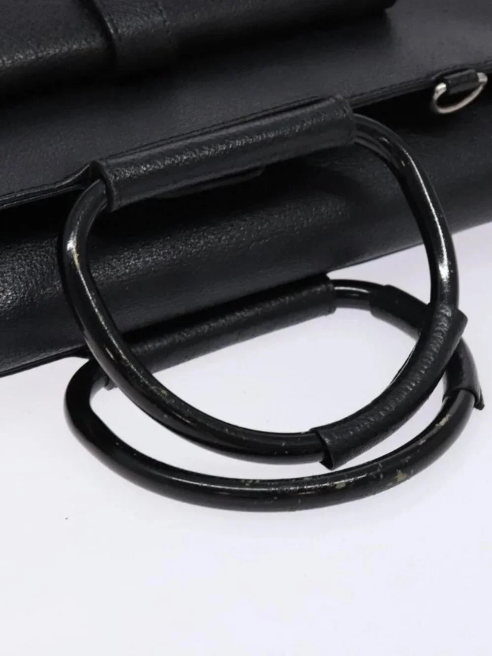 GUCCI Hand Bag Leather Black Silver 000 2058 0307 5 Auth